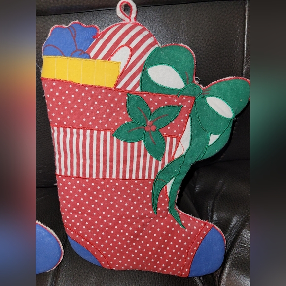 🎄 Vintage Christmas Stocking Shaped Potholders Set of 2 Holiday Decor - Picture 3 of 6